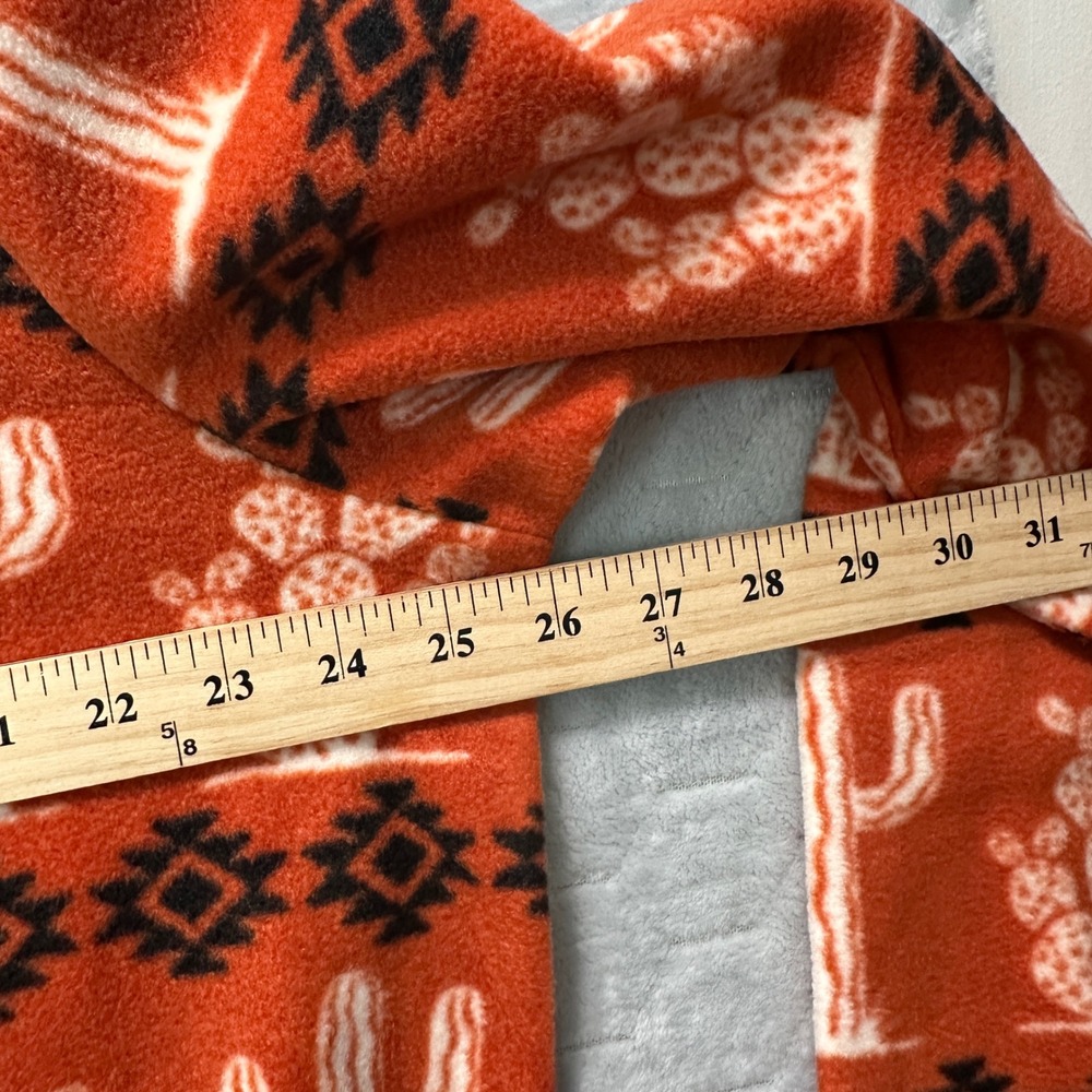 Wrangler Men Fleece Quarter Zip Pullover Cactus Southwest Aztec Orange Size M - Picture 6 of 7
